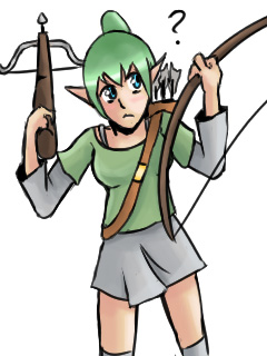 The Archer, trying to decide between a bow and a crossbow
